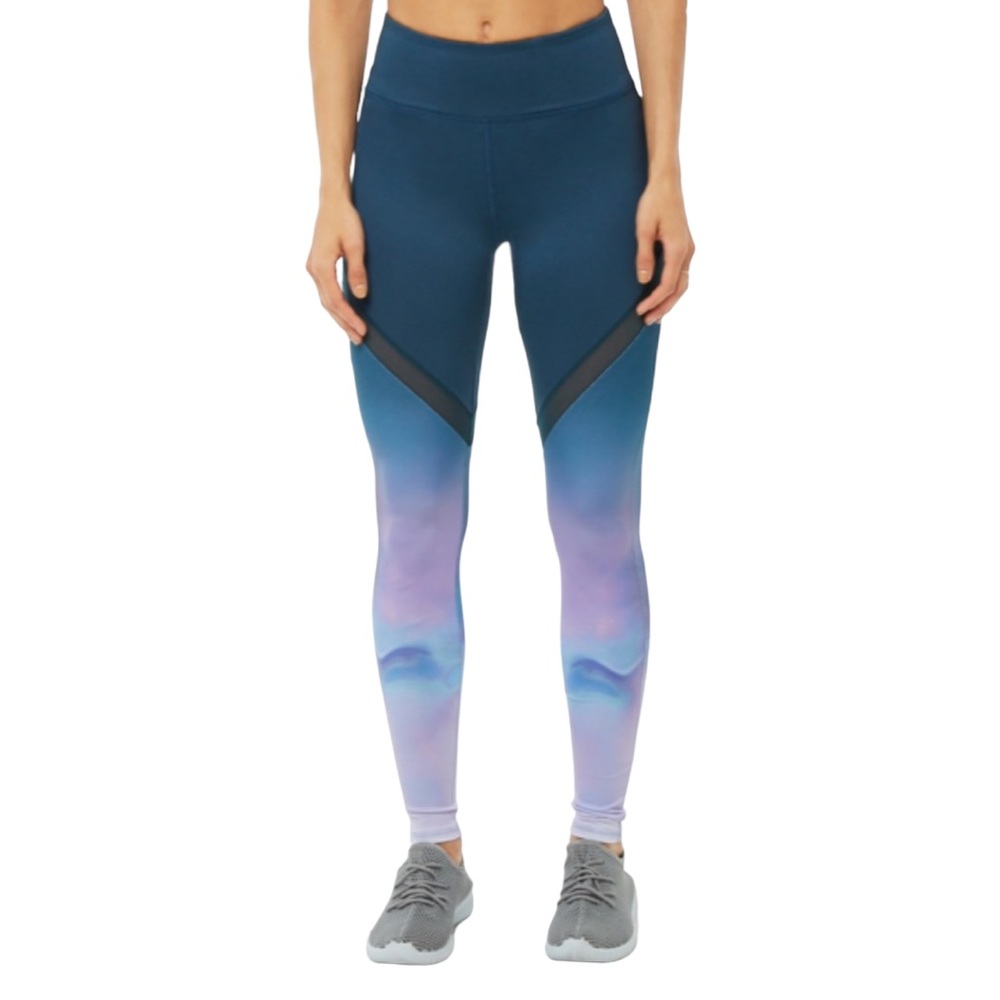 Marble Tie-Dye Mesh Insert Active Leggings NWT M Athletic Athleisure Skinny